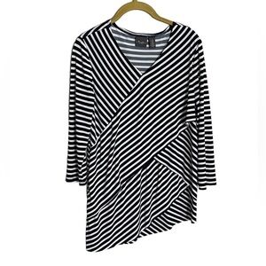 Chico’s Navy White Stripe Blouse 0/Small